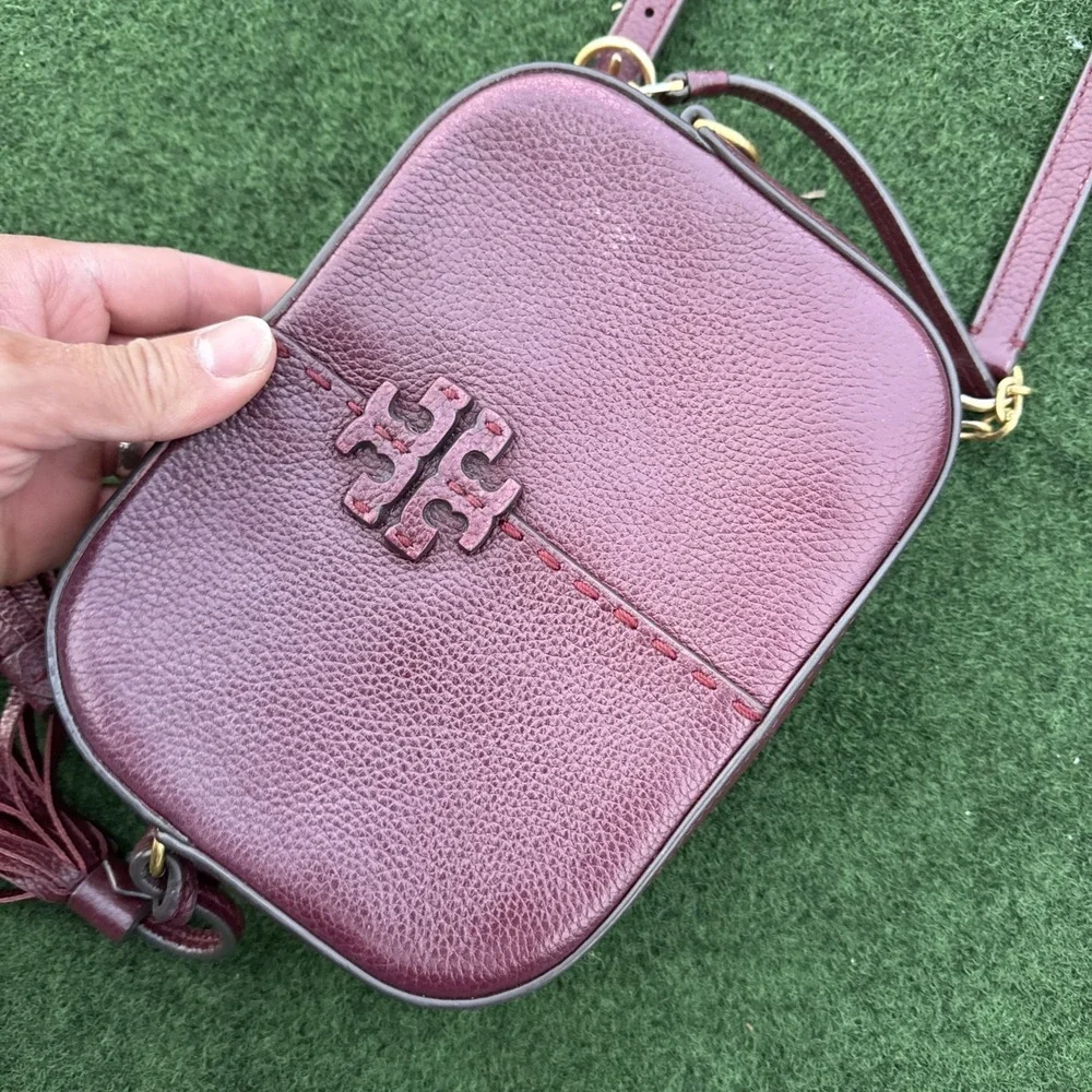 CUTE Tory Burch Miller Crossbody Leather Handbag. Burgundy Color ~Very NICE!